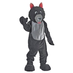 Adult Black Wolf Full-Body Mascot Costume with Head, Mitts & Feet