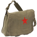 Vintage Canvas Shoulder Bag With Red Star