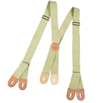 WWII U.S. Army Airborne Trouser Suspenders-Olive Cotton-Leather Button Tabs