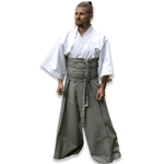 Ranger Gray Samurai Pants – Pleated Cotton Hakama-Style Trousers