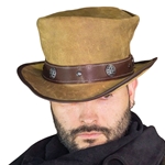 Samedi Top Hat in Weathered Leather by Rawblade