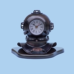 Iron Divers Helmet Clock on Wood Base 8" 143-IR5265