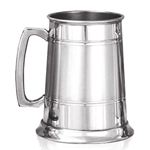 Pewter Tankard Straight 2 Line with Groove and Satin Band One Pint EP063