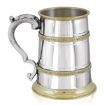 St. George Handle Two Celtic Brass Band 1 Pint Pewter Tankard