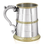 St. George Handle Brass Celtic Brass Band Pint Pewter Tankard