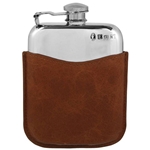 Purse With Captive Top and Pouch Pewter Flask 6 Ounces