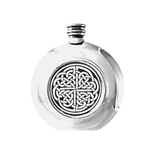 Round Celtic Pewter Flask 6 Ounces