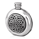 Round Celtic Knots Pewter Flask 6 Ounces