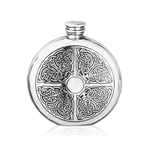 Round Celtic Pewter Flask 6 Ounces