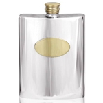 Plain Brass Plate Pewter Flask 6 Ounces