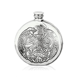 Round Celtic Pewter Flask 6 Ounces