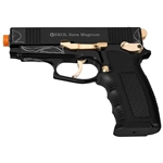 Sava Magnum Front Firing Blank Gun Semi Auto - Black/Gold/Engraved - 9mm