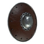 Leather Covered Buckler Scalloped Boss