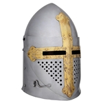 Medieval Pot Helmet with Visor 14 Gauge Large