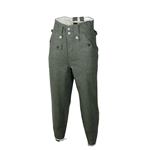 WWII German M43 Field Grey Wool Trousers – Reproduction Heer Army Uniform Pants with Suspender Buttons