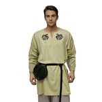 Men’s Odin’s Ravens Viking Tunic – Embroidered Cotton-Linen Norse Reenactment Garment