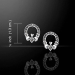 Irish Claddagh Silver Post Earrings with Marcasite