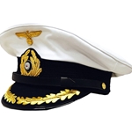 German U-Boat Captains White Visor Cap - Collectors Grade - Repro - WWII Repro