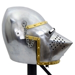 Medieval Pig-Faced Bascinet Helmet - 18 Gauge