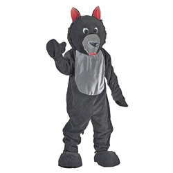 Adult Black Wolf Full-Body Mascot Costume with Head, Mitts & Feet