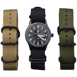 Smith & Wesson 42mm Tactical Field Watch with Three Interchangeable Canvas Straps