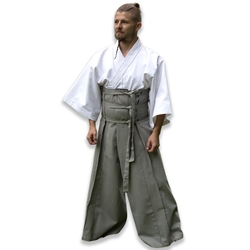 Ranger Gray Samurai Pants – Pleated Cotton Hakama-Style Trousers