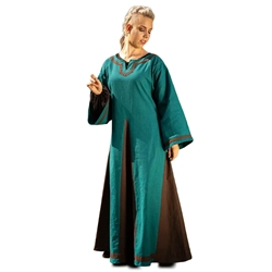 Astrid Dress - Dragon Teal and Ox Brown - Cotton