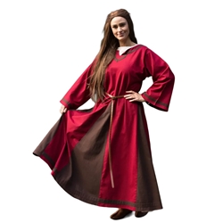 Astrid Cotton Dress - Emperor Red & Ox Brown
