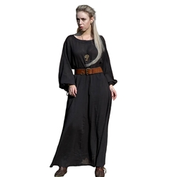 Astrid Shift in Black – Cotton Medieval Underdress for LARP, Renaissance & Reenactment Costumes