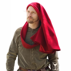 Simple Liripipe Hood - Brushed Wool - Red
