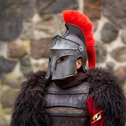 Corinthian Helmet w/Plume - Dark/Redack