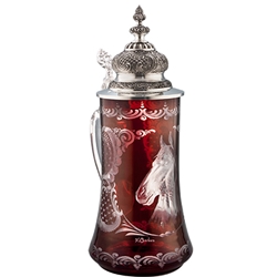 Ruby Glass Horse Stein