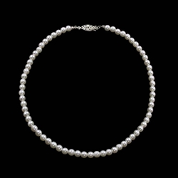 White Pearl Necklace 16 IN - Simulated
