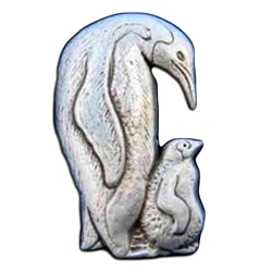 Pewter Emperor And Chick Pin