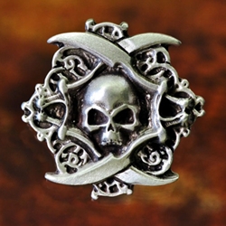 Pirate Skull with Double Crossed Swords Button