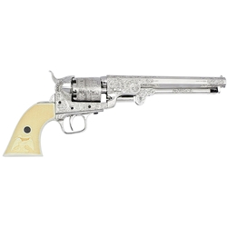 Classic M1851 Navy Revolver Engraved Nickel Non Firing 24-221503B