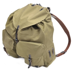 German WWII Rucksack - Leather Straps - Field Green