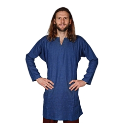Erik Viking Linen Tunic – Blue with Historical Gore and Gusset