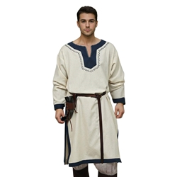 Men’s Nordic Heritage Tunic – Hand-Embroidered Viking-Inspired Cotton-Linen Garment