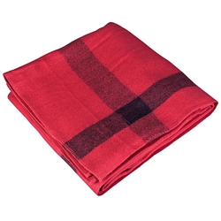 Vintage Camp Style Blanket - Red w/Black Stripes 60"x80"