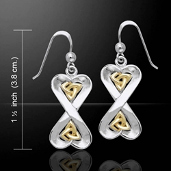 Danu Silver and Gold Celtic Knotwork Earrings