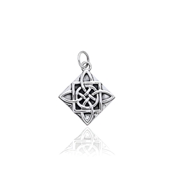 Celtic Knotwork Four Point Quaternary Knot Silver Charm 52-TCM100