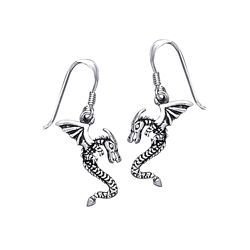 Silver Dragon Dangle Earrings