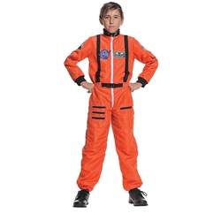 Authentic-looking astronaut jumpsuit with mission-style patches.