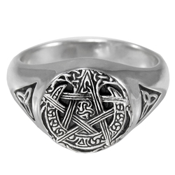 Moon Pentacle Ring - Sterling Silver