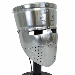 Templar Pot Helmet with Faceplate - 16 Gauge
