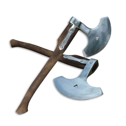 Combat Ready Medieval Battle Axe – Pierced Blade Reenactment Axe with Wood Shaft
