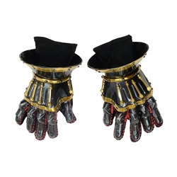 Black Baron’s Hourglass Gauntlets – 16-Gauge Blued Steel with Brass Trim (Pair)