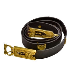Medieval Belt - Brass Fittings - Eagle Studs - Dark Brown Leather