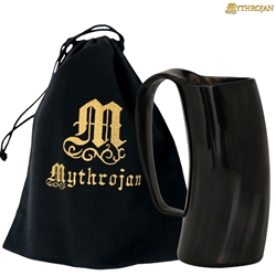 Mythrojan Tumbler Viking Drinking Cup with Handle & Medieval Buckle Renaissance with Leather Strap - Pearl